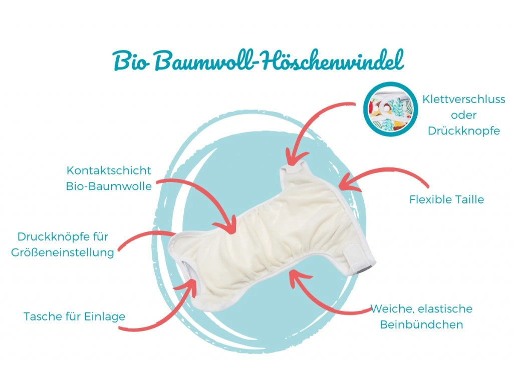 Bamboolik Höschenwindel Bio-Baumwolle ohne Einlage