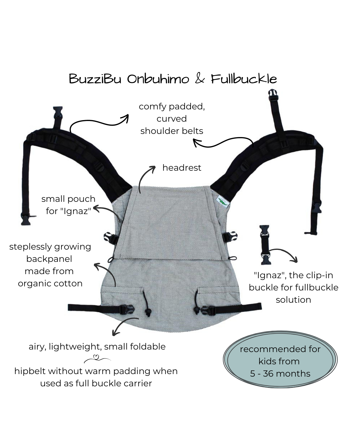Buzzidil BuzziBu Hildegard over the rainbow - Onbuhimo & Fullbuckle