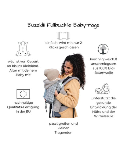 Buzzidil Babytrage Herringbone Greige Babysize