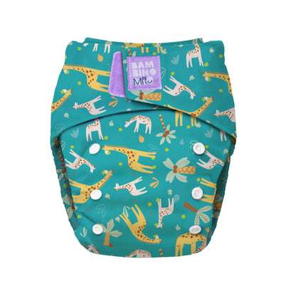 Bambino Mio Revolutionäre Windel - Pocketwindel – Design Giraffen Geschichten auf türkisfarbenem Grund