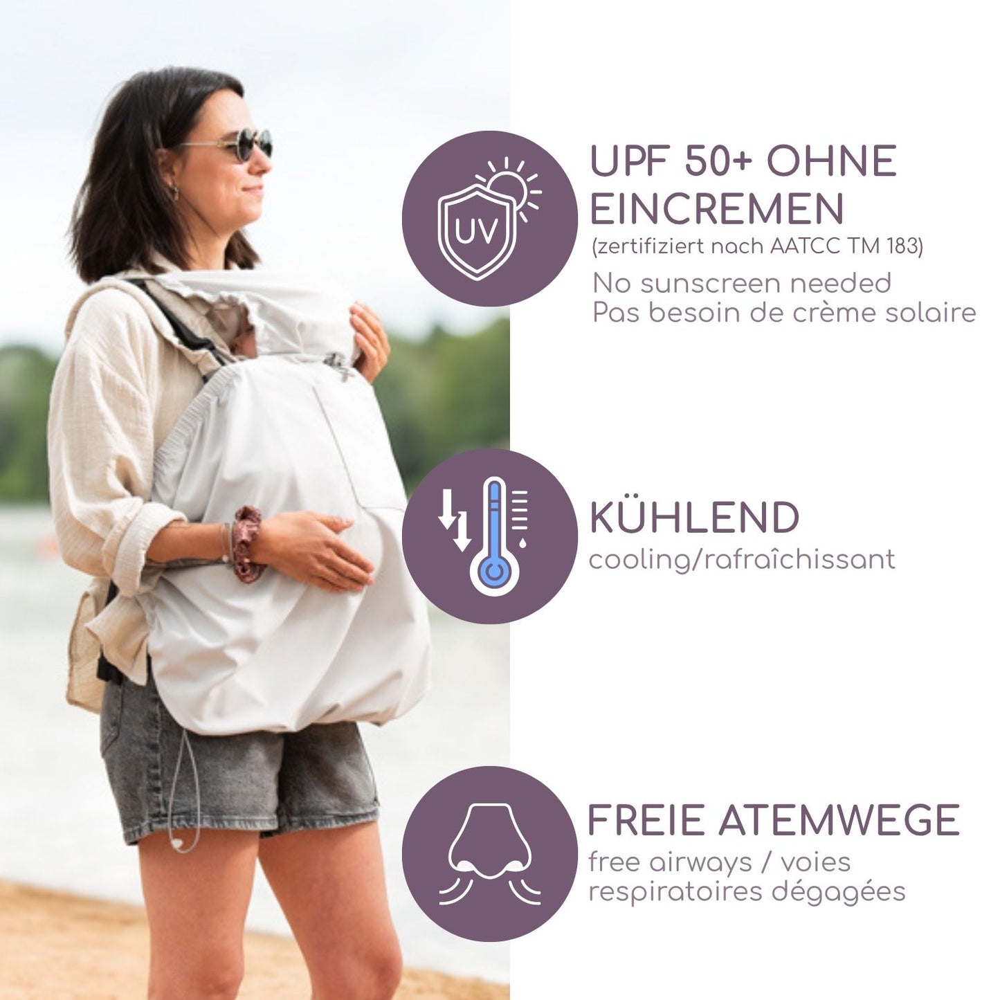 Mamalila UV-Cover Shade – kühlender Sonnenschutz für Babytrage, Kinderwagen & Babyschale