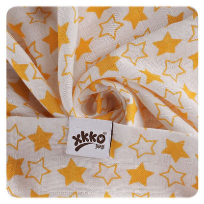 XKKO BMB Musselin Bambuswindeln 70x70cm - Little Stars Orange MIX 3er Pack